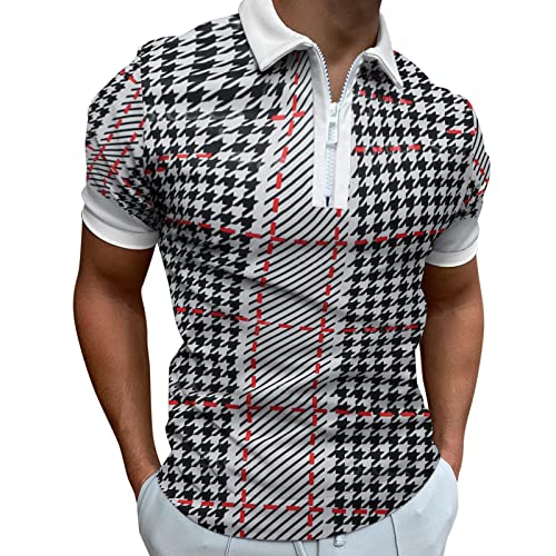 Hatop Men's Short Sleeve Polo Shirts Quarter-Zip Casual Slim Fit with Laper Collar Neck Basic Designed Mesh Cloth Shirts