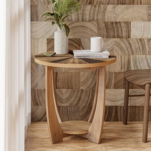 COZAYH Rustic Farmhouse End Table with Storage Shelf, French Country Accent Side Table for Family, Dinning Or Living Room, Small Spaces, Distressed Finish, Modern, Black, Natural Wood - Image 6