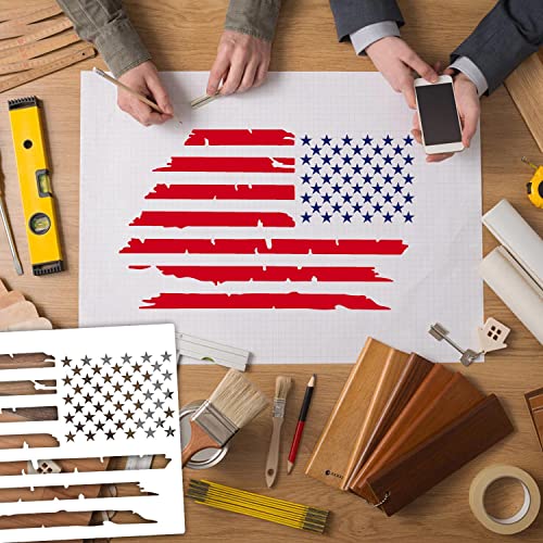 American Flag 50 Star Stencils, 13 Stars 1776 Templates, American Flag Stencils And We The People Stencil, Ideal For Painting On Wood Fabric Wall Floor Decors(4 Styles) #TOP3