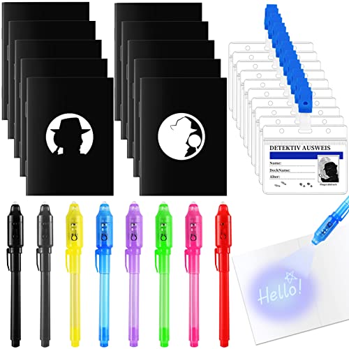28Stk Detektiv Set Kinder,Geheimstift mit UV Licht...
