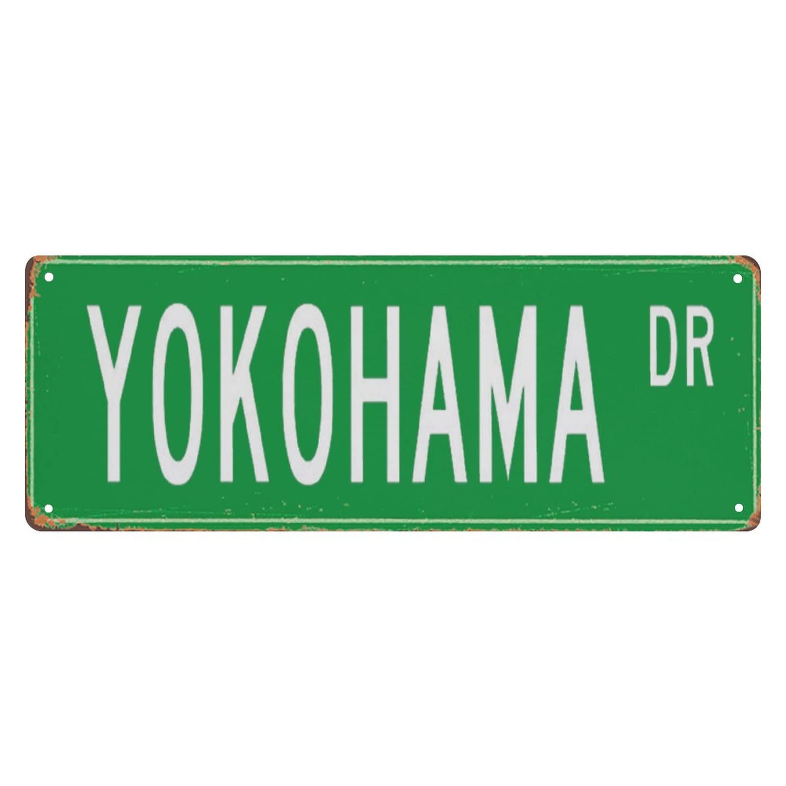 Yokohama DR Vintage Tin Signs Art Plaque Aluminum for Bedroom Kitchen Garden Wall Pub Club Coffee Hanging Decor 4x16 Inch