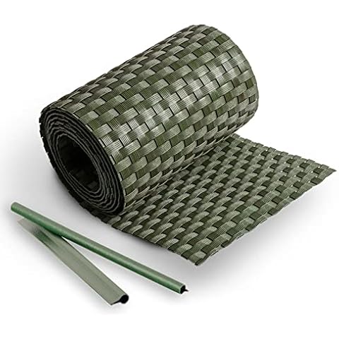 4BIG.fun Privacy Screen Strips Polyrattan 2.5 m Privacy Screen for Double Rod Mats Fence Wind Noise Protection for Rod Mat Fence Balcony Rod Mats Including Fixing Clips Cover