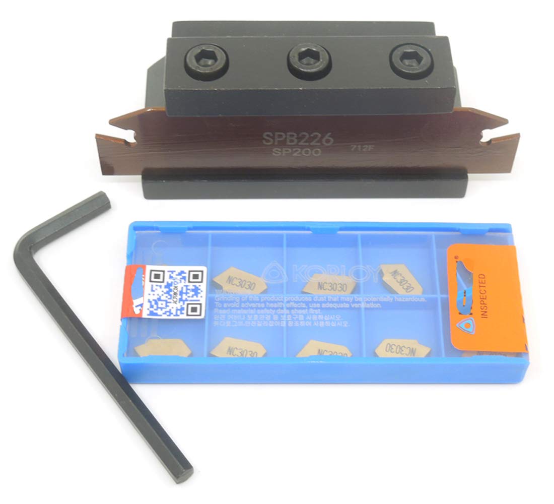 10 pcs SP200 Inserts+SPB226 SPB26-2 Grooving Parting Blade Plate SMBB2026 Cut Off Block Tool Holder