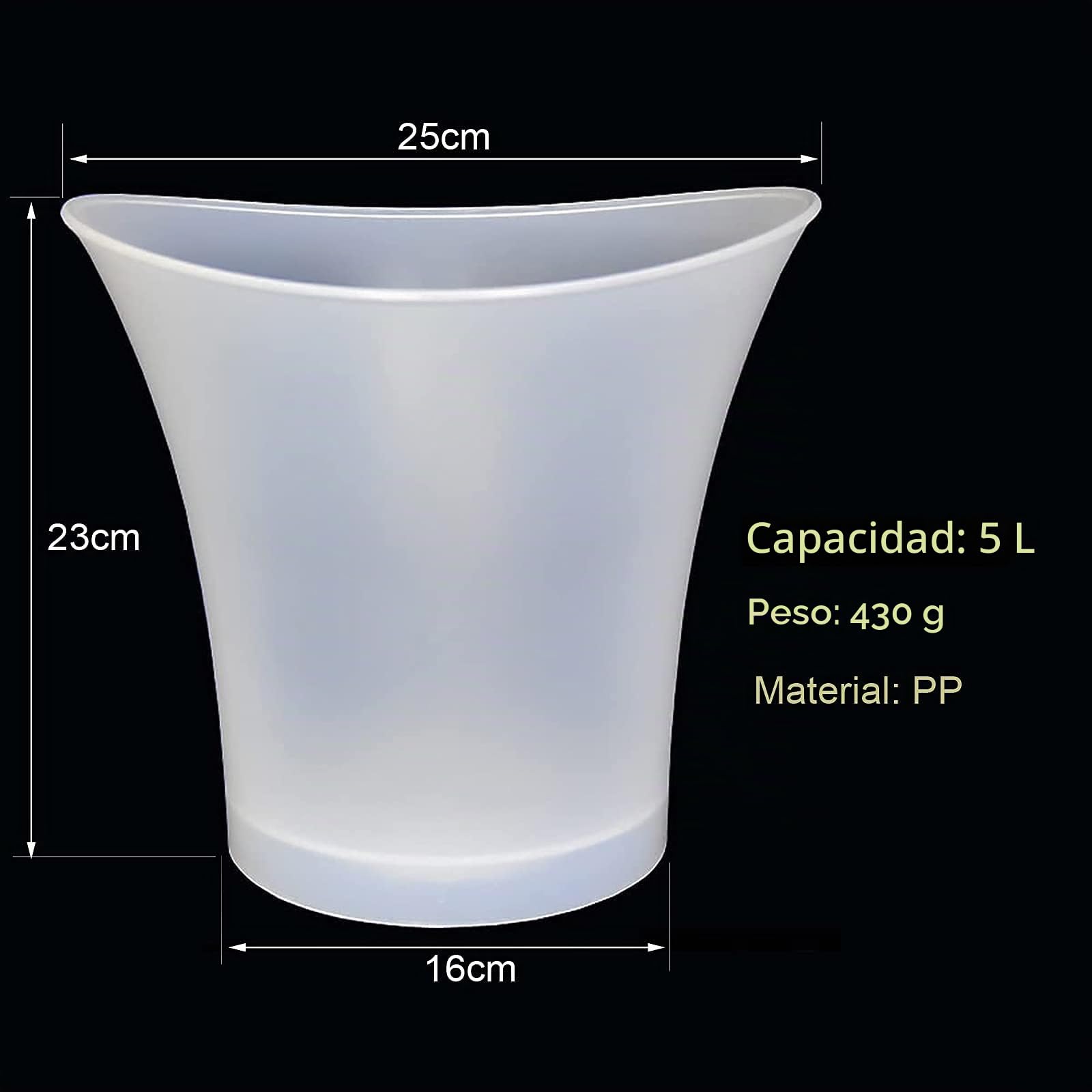 Cubitera LED de 5 L, multicolor, cubo de champán, botella de vino y bebidas con gran capacidad, cubo de hielo, adecuado para festivales, hogar, bares y restaurantes temáticos