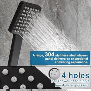 POP SANITARYWARE Matte Black Shower Faucet Set Rainfall 10 Inch Shower Head and Handle Set Bathroom Rain Shower System Wall Mounted Shower Fixture Include Shower Valve and Trim Kit POP SANITARYWARE Matte Black Shower Faucet Set Rainfall 10 Inch Shower Head and Handle Set Bathroom Rain Shower System Wall Mounted Shower Fixture Include Shower Valve and Trim Kit