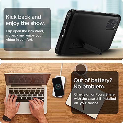 Image of Spigen Tough Armor | Samsung Galaxy S20 FE 5G Case [Kickstand] [Air Cushion Protection] Galaxy S20 FE Back Cover | TPU+PC - Black