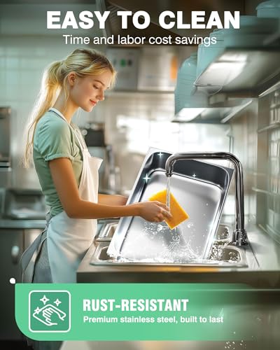 WantJoin Steam Table Hotel Pans 1/1 Full Size 4 Inch Deep 6 Pack, Stainless Steel Metal Tray Sets Food Storage Container for Restaurant Chafing Dishes Commercial Buffet Warmer Catering Supplies