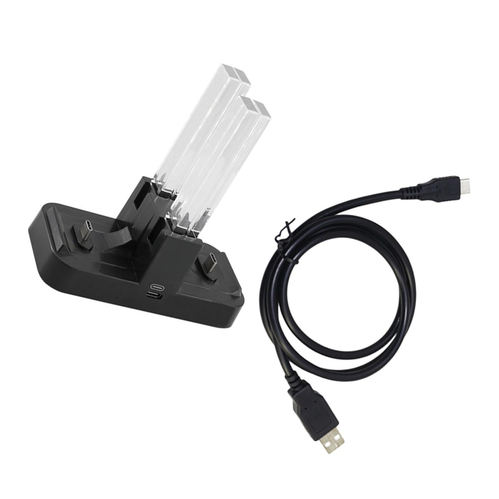 SOLUSTRE Base de Carga para Controles de Consola y Pro, Estación de Carga Rápida 4 Ranuras, Indicador Luminoso Acrílico Multicolor, Compatible USB Tipo C para Gamers y Uso Doméstico,