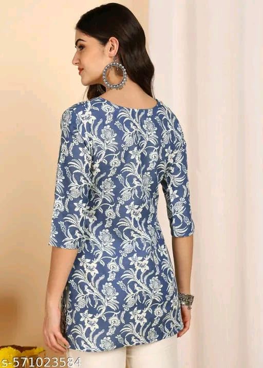 Image of SIROTA Rayon Short Top for Women | Tunic for Jeans | Western Short Kurti | Stylish Straight Ladies Kurta | Ethnic Kurta for Girls