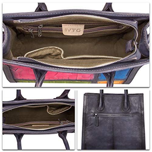 Genuine Leather Top Handle Bags For Women Handmade Vintage Crossbody Handbags Satchels Purse (Vertical-Multicolor1) Medium #TOP6