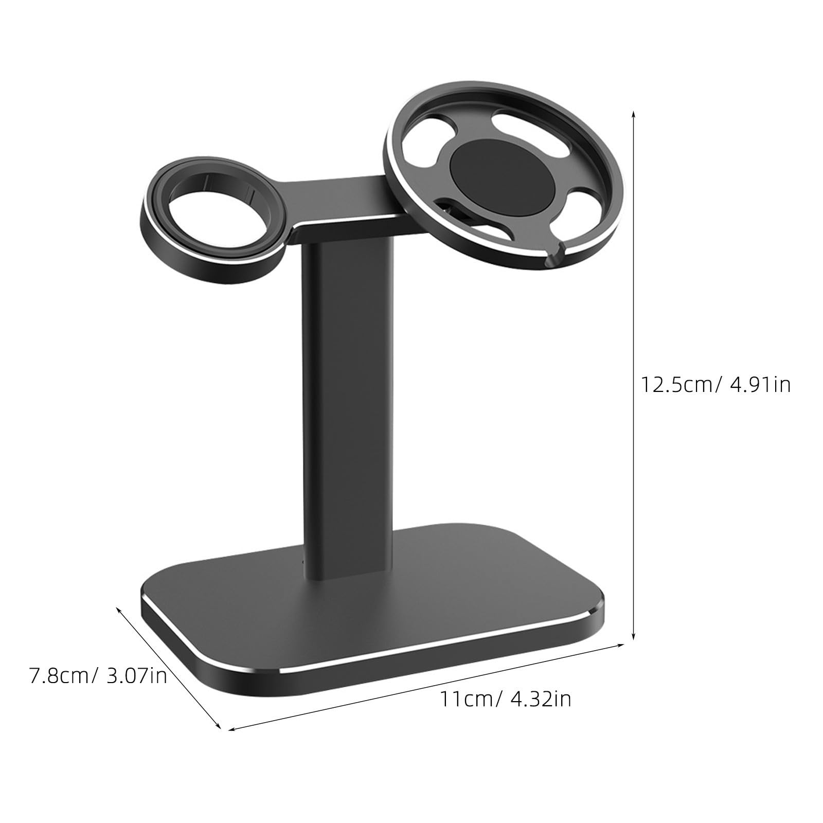 Soporte de Carga Inalámbrico para Teléfono y Reloj de Aluminio Negro
