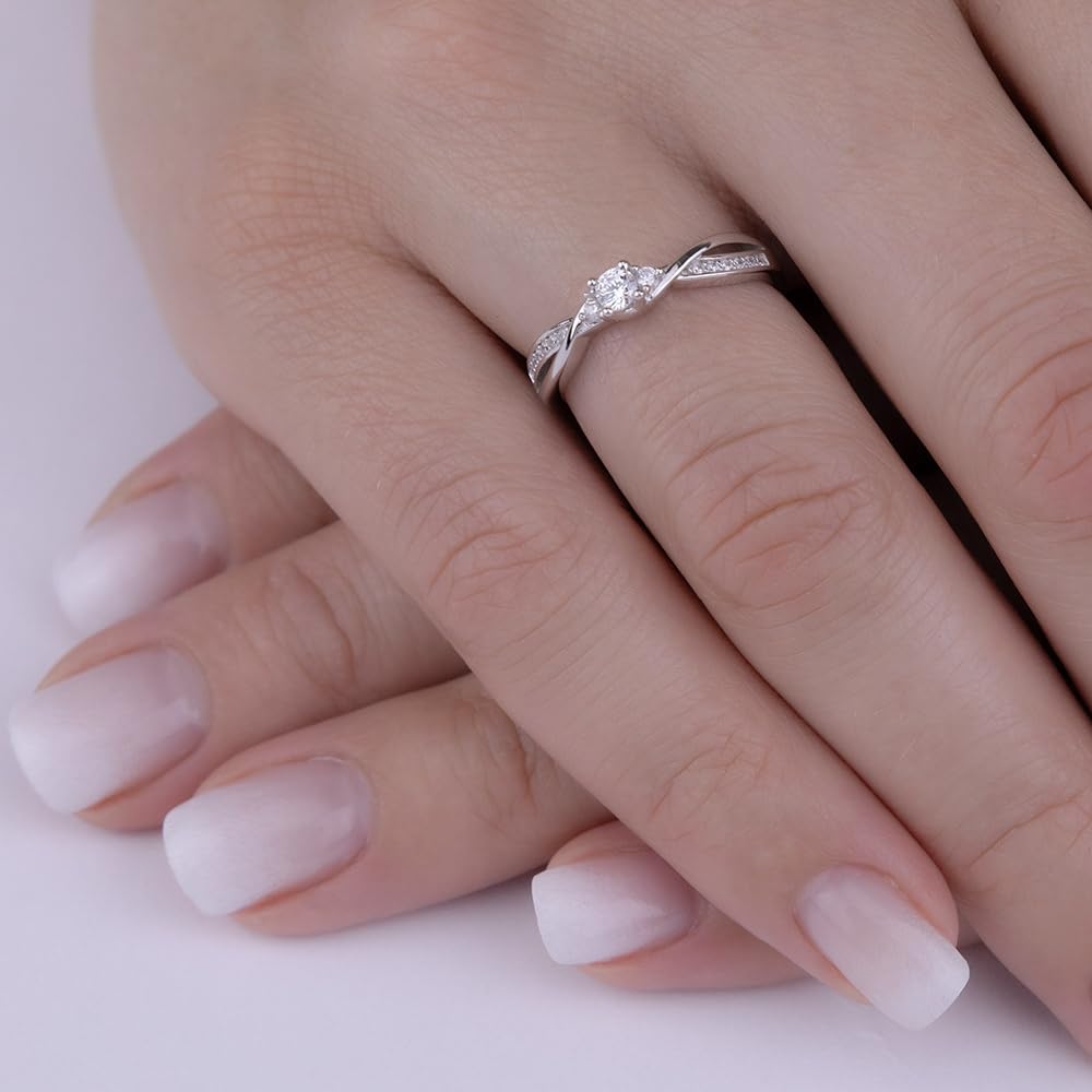 SILVEGO FNJR085sw Verlobungsring 925 Sterling Silber Swarovski Zirconia