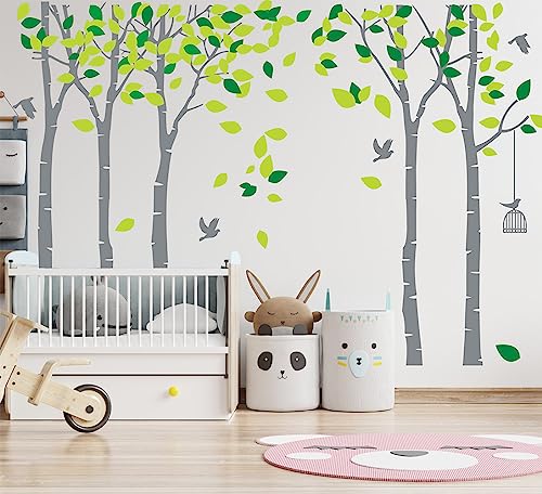 Giant Jungle Tree Wall Decal Tree Wall Sticker Removable Vinyl Sticker Mural Art Kids Room Nursery Bedroom Living Room Decoration (103.9x70.9) (Grey)
