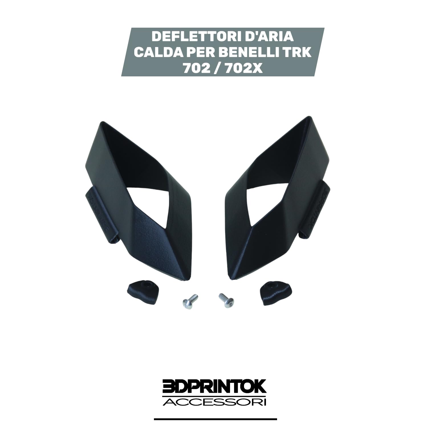 3DPRINTOK Coppia di Deflettori d'Aria Calda per Fianchetti - Benelli TRK 702/702X, Riduce di almeno il 70% il Flusso Caldo Zona ginocchia e gambe (NON COMPATIBILE CON BARRE PARA TELAIO) no modifiche