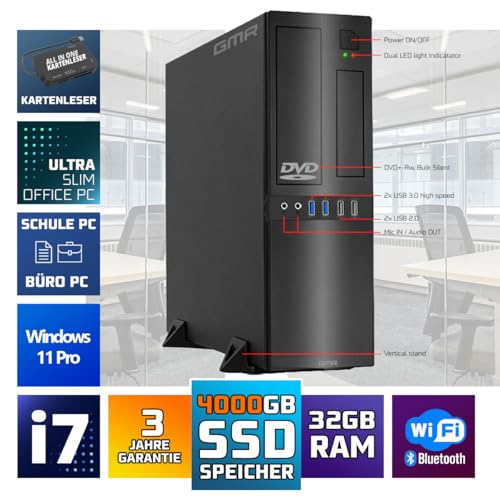 GMR Ultra Slim i7 Office PC - Business Office Computer | 3 Jahre Garantie | 32 GB RAM | 4000GB SSD | DVD±RW | USB 3 | Windows 11 Prof | WiFi-Bluetooth – Bild 3