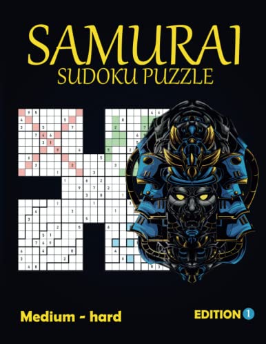 samurai sudoku puzzle books medium & hard: 100 puzzles of samurai sudoku , medium to hard , adults , super sudoku quad samurai .