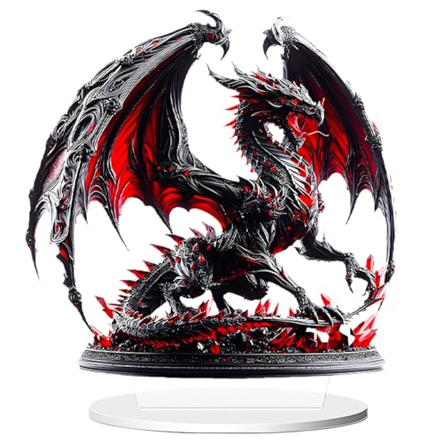 Ornement Animalier en Acrylique Dragon de feu pour Bureau ou Appartement, Figurine en Acrylique 2D, décoration de Bureau pour Couloir, Objet décoratif Plat