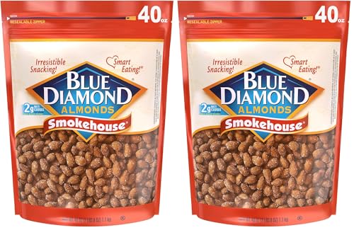 Image of Blue Diamond Almonds Smokehouse Flavored Snack Nuts, 40 Oz Resealable Bag (Pack of 2)