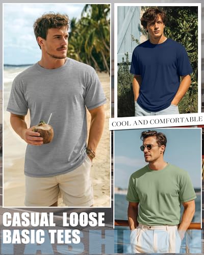 Image of Neer 3 Pack Big and Tall T-Shirts for Men L-7xl Tops | Large Casual Stretch Workout Tees, Short Sleeve Crewneck Oversized Shirts, Classic Summer Outfits, Comfy Basic Loose Clothes
