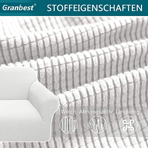 Granbest High Stretch Sofabezug Moderne Sofaüberwurf Jacquard Elastische Sofahusse für Wohnzimmer Protector für Hunde Haustiere (4 Sitzer, Creme)
