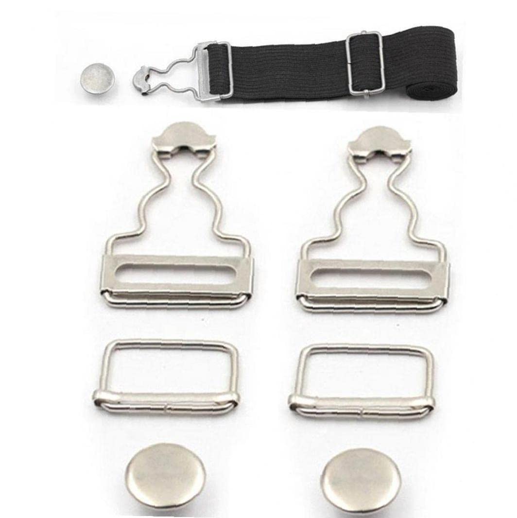 Luxylei Silver Metal Dungaree Buckles Clips 2 Sets Rectangle Slider Fasteners For Braces Hand Bags Jackets Diy Clothing Pinafore Dresses 38Mm