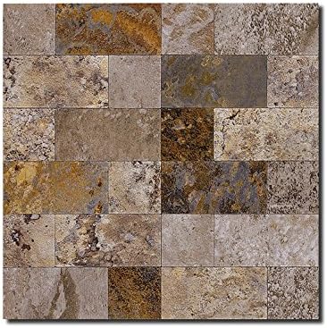 Top mosaic 6 X 6 Inches Sample Piece of PCV Rectangle Peel and Stick Backsplash Slate Tile