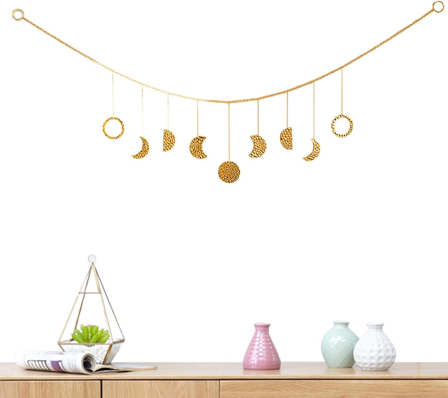 Amazon.co.jp ムーンフェイズ壁掛け ボヘミアンスタイルのメタルボヘミアンウォールデコレーションムーンガーランドセレスティアル