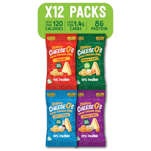 CheeseO's Puffkäsenuggets - verschiedene Sorten Sortiment 12 Beutel à 20g - Ketosnacks - Perfekt für Aperio - Reich an Proteinen - kohlenhydratarm - Keto-/Keto-Diät - Glutenfrei