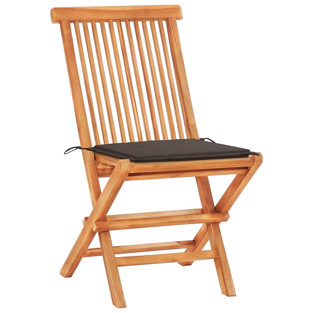 Juego de 3 piezas de madera maciza de teca con mesa y sillas plegables, incluye cojín de asiento para jardín, terraza o comedor