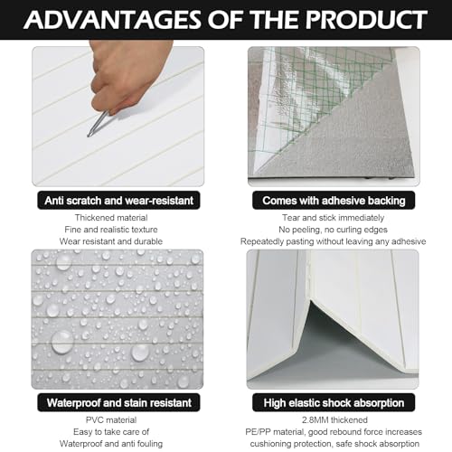 Paneles de pared de madera sintética de PVC para decoración resistente a la humedad y al agua, autoadhesivos,