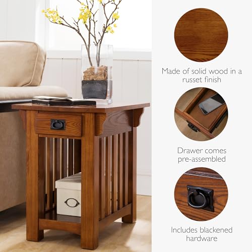 Image of Leick Home Mission End Table, 17 inch, Medium Oak