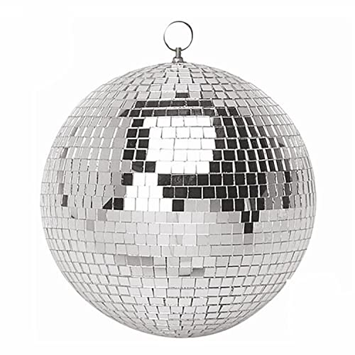 8 Inch Mirror Disco Ball Hanging Disco Ball for Party Stage Wedding Holiday Decoration Silver