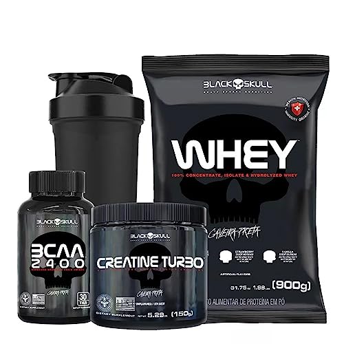 COMBO Caveira Preta - Whey + Bcaa + Creatina - Black Skull (Choco...