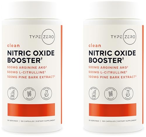 Image of Type Zero Nitric Oxide 6X Booster, 150 Veggie Capsules - Natural Supplement - Beetroot, Arginine AKG, Citrulline, Pine Bark, Garlic & VIT C | Nitrous Oxide (Pack of 2)