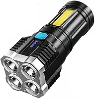 Lanterna Tática mais forte do mundo - Led Potente 1500m - 4 Recarregável Usb Portátil Ultra Brilhante Com Uso Externo De Longo Alcance
