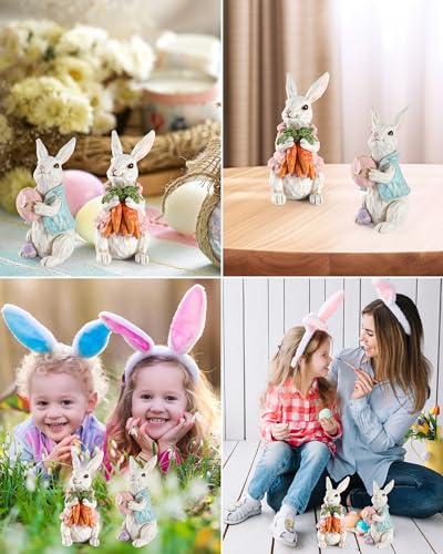 iStatue-Easter-Decorations-2-Pack-Resin-42-Bunny-Figurines-with-Resurrection-Eggs-Carrots-Hand-Painted-Statue-for-The-Home-Decor-Office-Gift-Easter-Bunny iStatue Easter Decorations 2 Pack Resin 42 Bunny Figurines with Resurrection Eggs Carrots Hand Painted Statue for The Home Decor Office Gift Easter Bunny