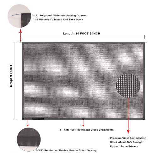 Image of RV Awning Mesh Sun Shade Screen for Motorhome Camper Trailer Sunshade