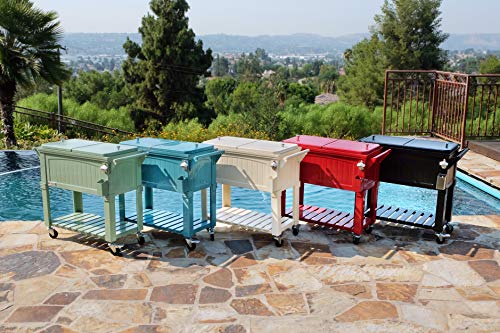 Permasteel PS-203F1-RED-AM 80 Quart Portable Rolling Patio Cooler, Red