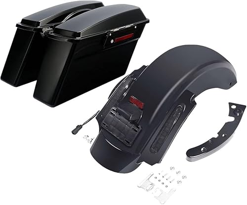 Miniatura 20 de TCMT Alforjas duras + guardabarros trasero LED para Harley Touring Road King Electra Glide Street Glide Road Glide Ultra Classic 2009-2013