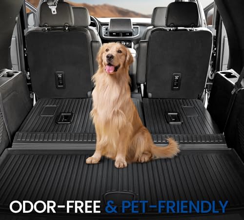 Image of Cargo Mat Backrest Mats for 2021-2025 2026 Chevrolet Chevy Tahoe /GMC Yukon Accessories(Not for Yukon XL), All Weather TPE Trunk Liner 3rd Row Seat Back Covers(Cargo Mat+3rd Row Backrest Mat)