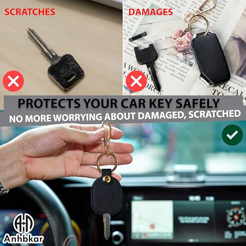Image of Leather Keys Sleeve for Broken Car Key Loop Replacement - Cute Keychain Cover - Protector, Holder for Men & Women