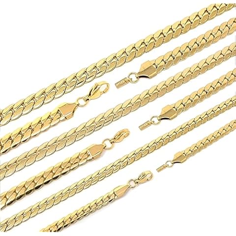 BA UNIQUE FASHION 316L Stainless Steel Miami Cuban Chain Flat 4.5mm, 6mm, 8mm 16"/ 18"/ 20"/ 24" Necklace. (8mm 20 inches, Gold) Cover