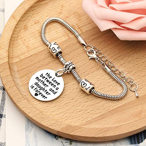 KENYG The Love Between A Mother and Daughter is Forever Round Shape Pendant Snake Bracelet Bangle for Mother - Image 6
