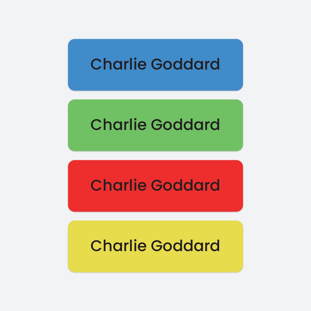 64 x No Iron Personalised Stick On Waterproof Washable Name Labels Great for Clothes, School Uniform, Equipment, Shoes. School, Nursery, Day Care, Hospital - Plain Brights — image 1