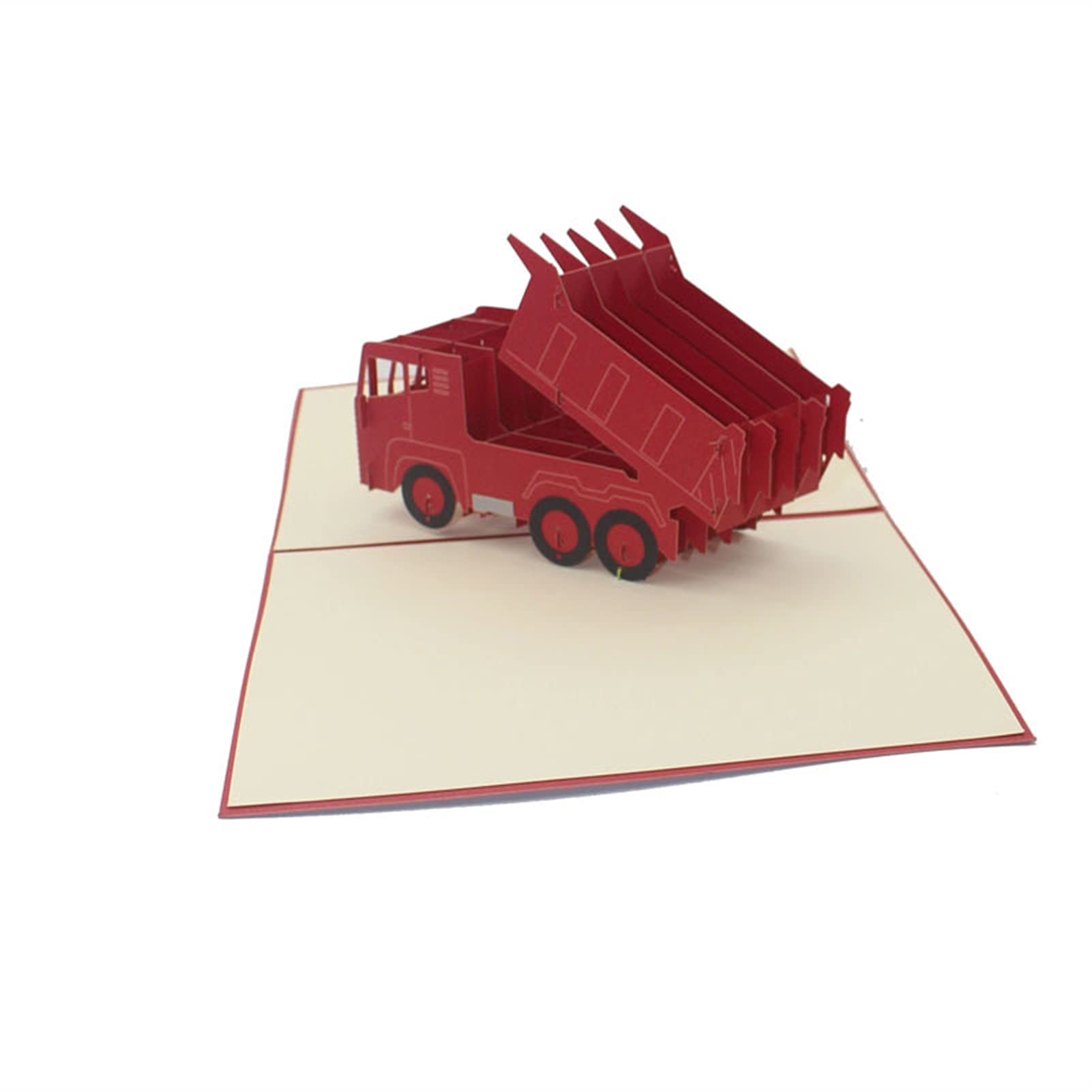 Kartki okolicznościowe kartki okolicznościowe 3D wycinane laserowo ręcznie czerwony papier ciężarówka zaproszenie kartka pocztowa chłopiec urodziny impreza biznes kreatywne karty podarunkowe (rozmiar: 10 szt.)