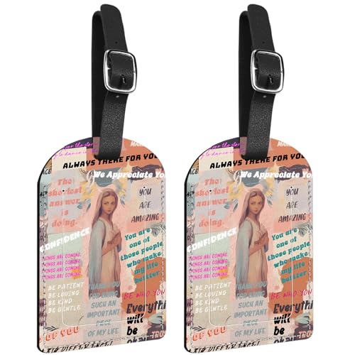 Zewurtuw 2 Pack Luggage Tag PU Leather Suitcase Tags Travel Bag Labels
