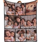Bemaystar Manta Personalizada con Foto - Regalos Personalizados para Hombre Mujer Familia, Mantas Personalizadas, Manta Collage, Personalizados con Foto, Regalo Día del Padre y Día de la Madre