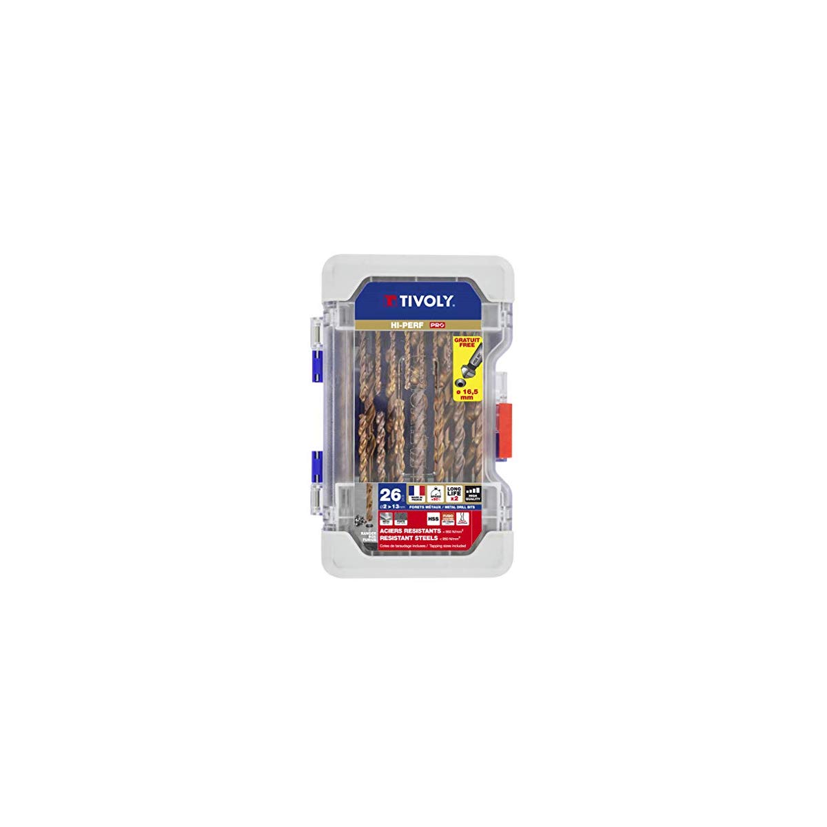 TIVOLY 11454170002 - Estuche BUMPER FURIUS 25 brocas metal HSS FUSIO Ø 2>9 mm x1/2 Ø 10>13x1+3,2+4,2+6,8+(Ø 3, 4, 5x2 pcs)+1 avellanadores Ø 15 mm