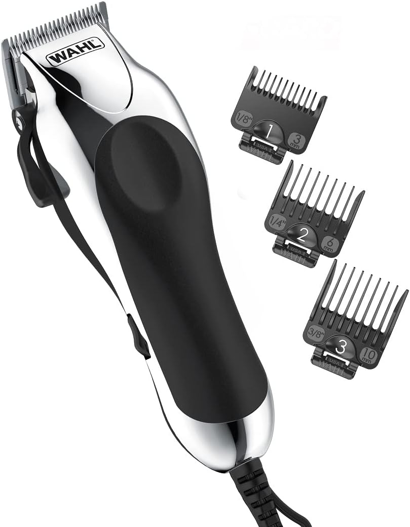 USA Chrome Pro Corded Clipper Complete Haircutting Kit for Men – Powerful Total Hair Clipping, Beard Trimming, & Grooming - Model 3024635