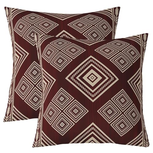 Manfei Juego de 2 fundas de almohada occidentales de 22 x 22 pulgadas, fundas de almohada reversibles con patrón de diamantes tribales bohemios, fundas de almohada navajo del suroeste para niños